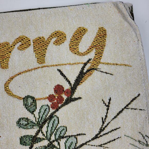 VTG Cardinal Tapestry Placemats Holly Berries Winter Christmas Table Deadstock 4 - Picture 3 of 8